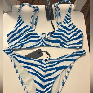 TRIANGL Maia Zebra Splash Bikini in Blue and White
